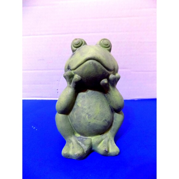 NEW Green Frog Figurine Statue Frogs Plaster - Picture 3 of 5